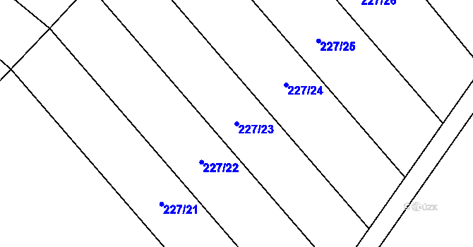 Parcela st. 227/23 v KÚ Hluchov, Katastrální mapa
