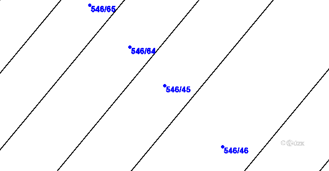 Parcela st. 546/45 v KÚ Hluchov, Katastrální mapa