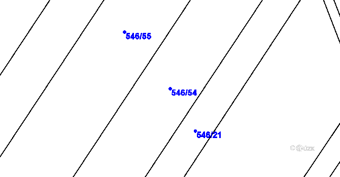 Parcela st. 546/54 v KÚ Hluchov, Katastrální mapa
