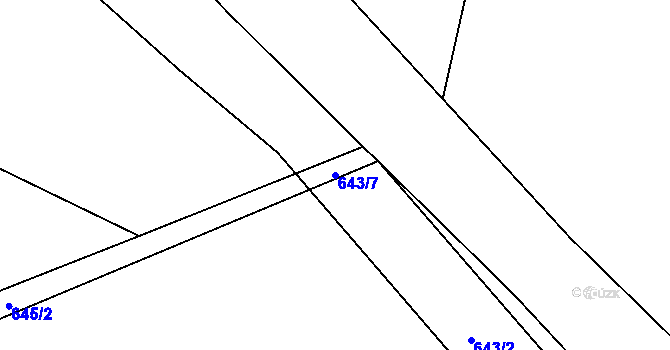 Parcela st. 643/7 v KÚ Hluchov, Katastrální mapa