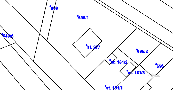 Parcela st. 277 v KÚ Hluchov, Katastrální mapa