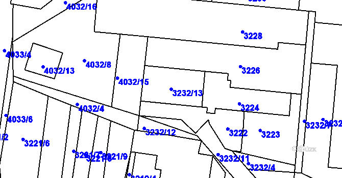 Parcela st. 3232/13 v KÚ Hluk, Katastrální mapa