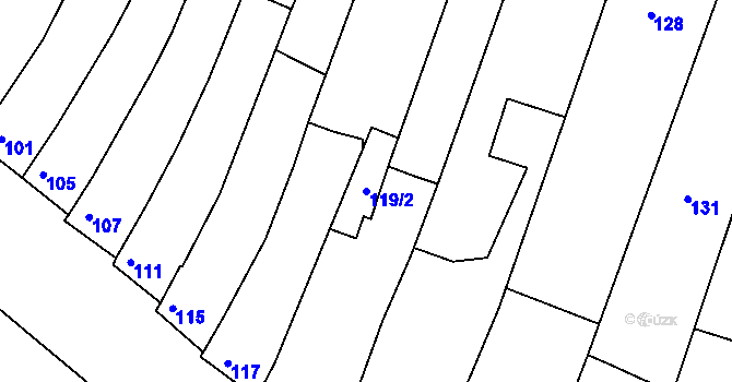 Parcela st. 119/2 v KÚ Hluk, Katastrální mapa