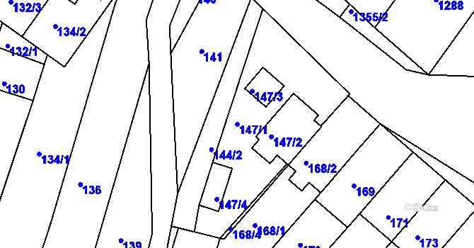 Parcela st. 147/1 v KÚ Hluk, Katastrální mapa