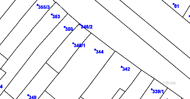 Parcela st. 344 v KÚ Hluk, Katastrální mapa