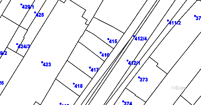 Parcela st. 416 v KÚ Hluk, Katastrální mapa