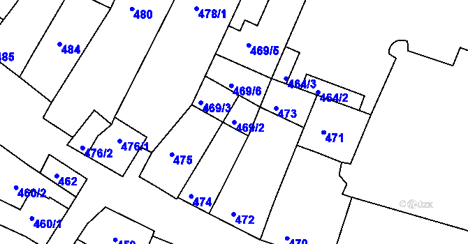 Parcela st. 469/2 v KÚ Hluk, Katastrální mapa