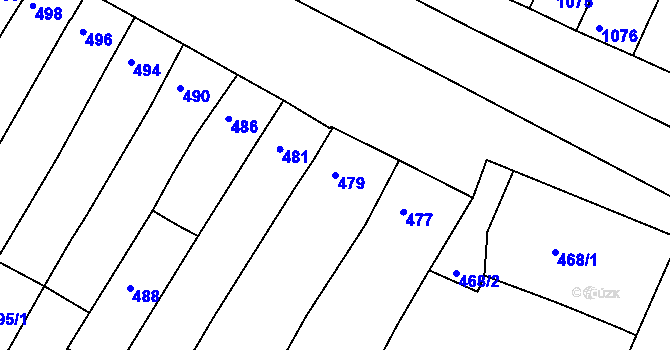 Parcela st. 479 v KÚ Hluk, Katastrální mapa