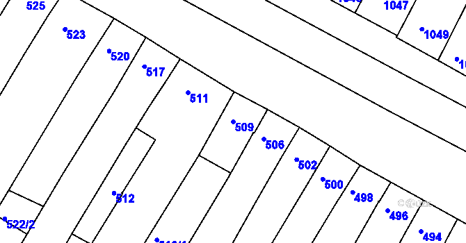 Parcela st. 509 v KÚ Hluk, Katastrální mapa