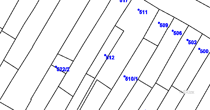 Parcela st. 512 v KÚ Hluk, Katastrální mapa