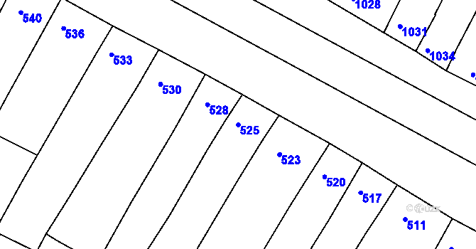 Parcela st. 525 v KÚ Hluk, Katastrální mapa