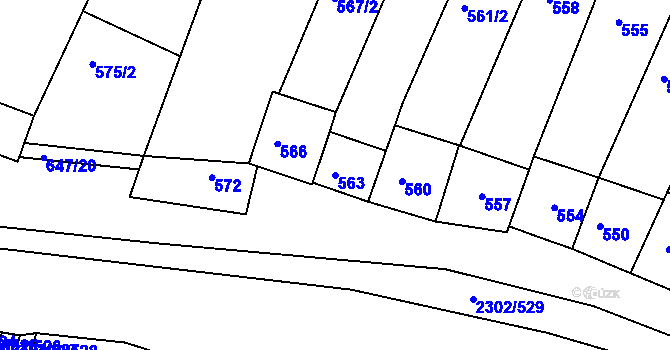 Parcela st. 563 v KÚ Hluk, Katastrální mapa