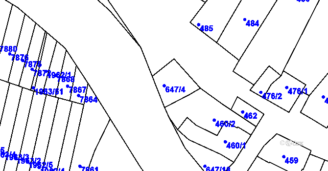 Parcela st. 647/4 v KÚ Hluk, Katastrální mapa