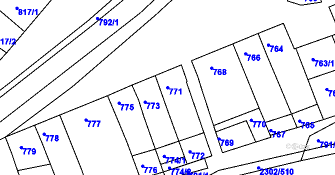 Parcela st. 771 v KÚ Hluk, Katastrální mapa