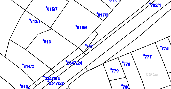 Parcela st. 797 v KÚ Hluk, Katastrální mapa