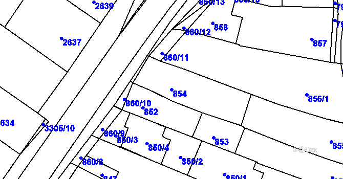 Parcela st. 854 v KÚ Hluk, Katastrální mapa