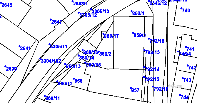 Parcela st. 860/2 v KÚ Hluk, Katastrální mapa
