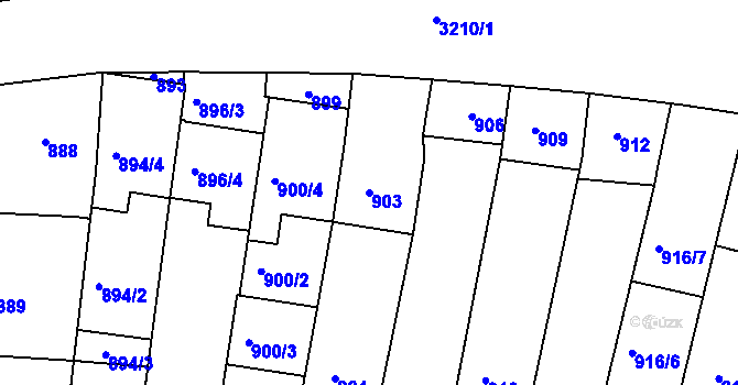 Parcela st. 903 v KÚ Hluk, Katastrální mapa