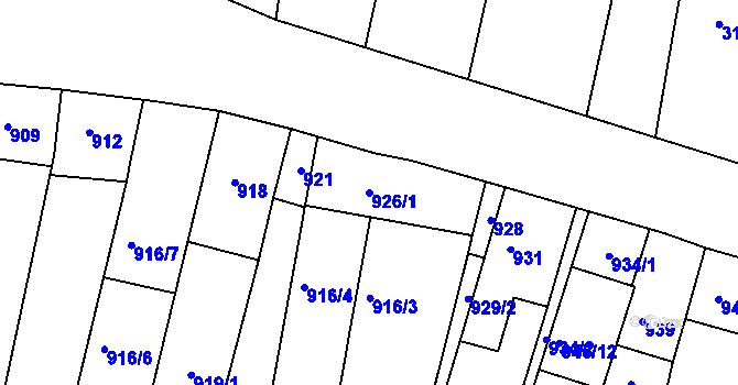 Parcela st. 926/1 v KÚ Hluk, Katastrální mapa