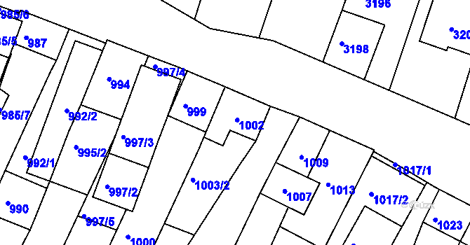 Parcela st. 1002 v KÚ Hluk, Katastrální mapa