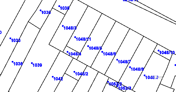 Parcela st. 1048/5 v KÚ Hluk, Katastrální mapa