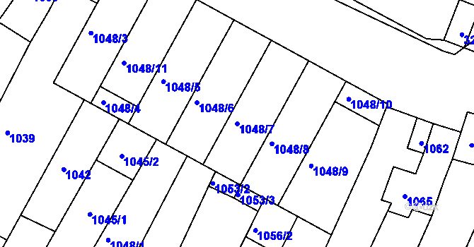 Parcela st. 1048/7 v KÚ Hluk, Katastrální mapa