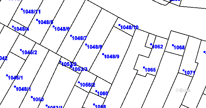 Parcela st. 1048/9 v KÚ Hluk, Katastrální mapa