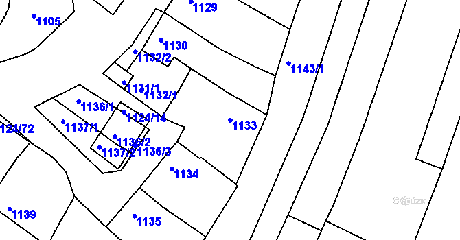 Parcela st. 1133 v KÚ Hluk, Katastrální mapa