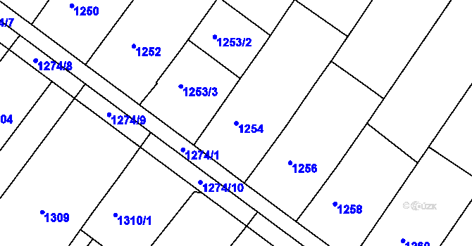 Parcela st. 1254 v KÚ Hluk, Katastrální mapa