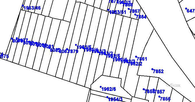 Parcela st. 1963/2 v KÚ Hluk, Katastrální mapa