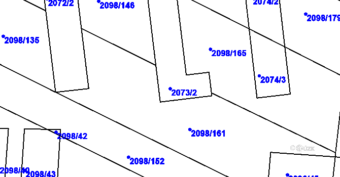 Parcela st. 2073/2 v KÚ Hluk, Katastrální mapa