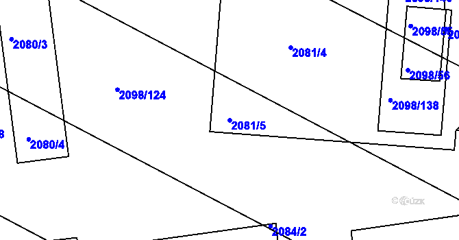 Parcela st. 2081/5 v KÚ Hluk, Katastrální mapa