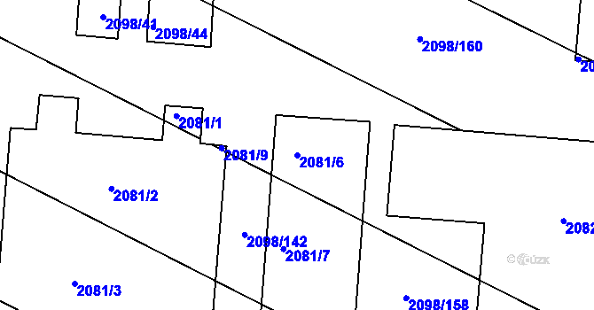 Parcela st. 2081/6 v KÚ Hluk, Katastrální mapa