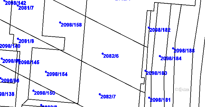 Parcela st. 2082/6 v KÚ Hluk, Katastrální mapa