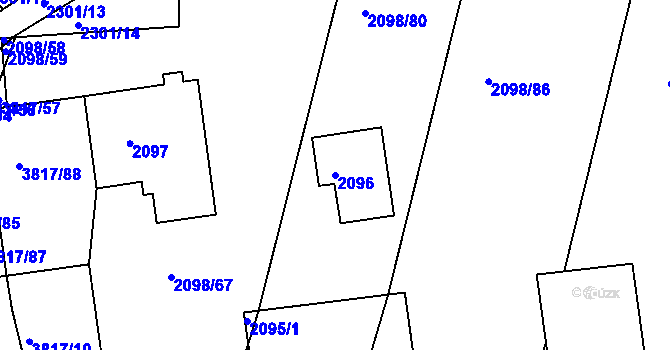Parcela st. 2096 v KÚ Hluk, Katastrální mapa