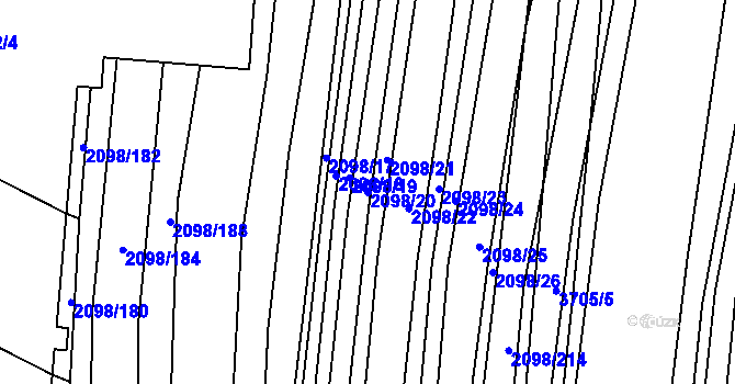 Parcela st. 2098/20 v KÚ Hluk, Katastrální mapa