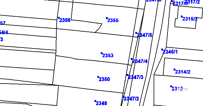 Parcela st. 2353 v KÚ Hluk, Katastrální mapa