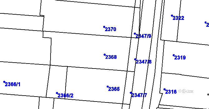 Parcela st. 2368 v KÚ Hluk, Katastrální mapa