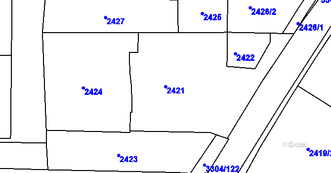 Parcela st. 2421 v KÚ Hluk, Katastrální mapa