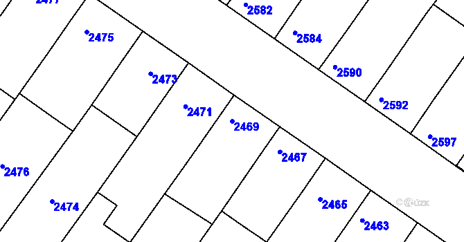 Parcela st. 2469 v KÚ Hluk, Katastrální mapa