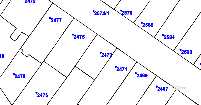 Parcela st. 2473 v KÚ Hluk, Katastrální mapa
