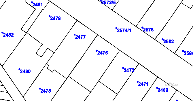 Parcela st. 2475 v KÚ Hluk, Katastrální mapa