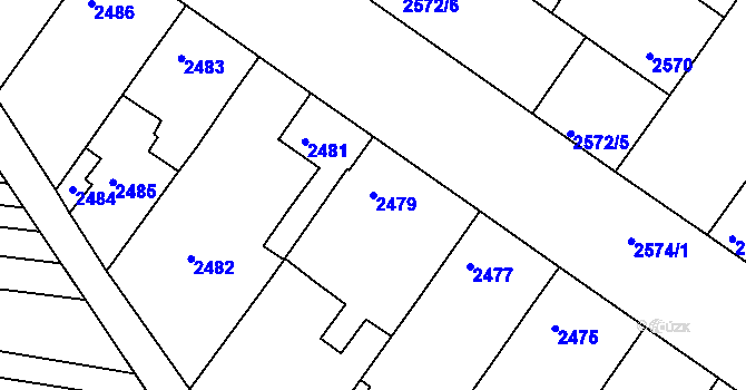 Parcela st. 2479 v KÚ Hluk, Katastrální mapa