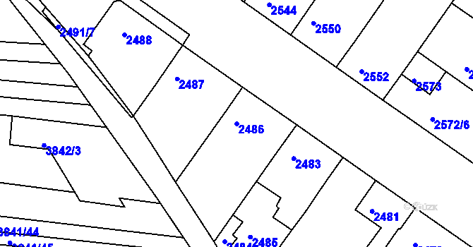 Parcela st. 2486 v KÚ Hluk, Katastrální mapa