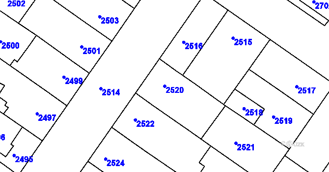 Parcela st. 2520 v KÚ Hluk, Katastrální mapa