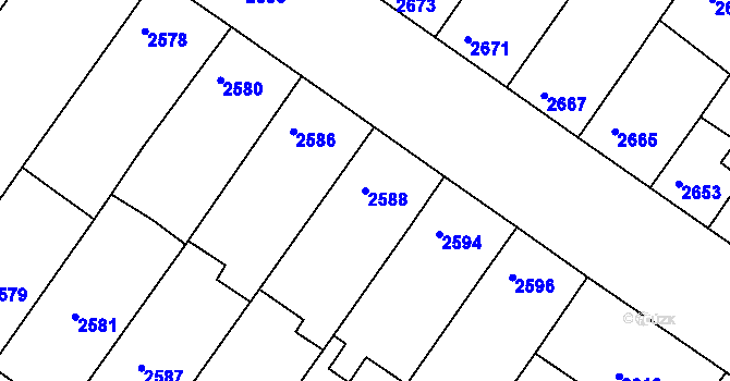 Parcela st. 2588 v KÚ Hluk, Katastrální mapa