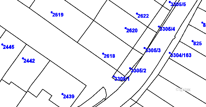 Parcela st. 2618 v KÚ Hluk, Katastrální mapa