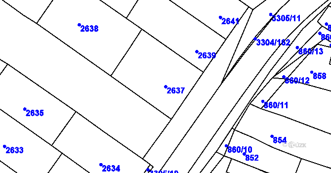 Parcela st. 2637 v KÚ Hluk, Katastrální mapa