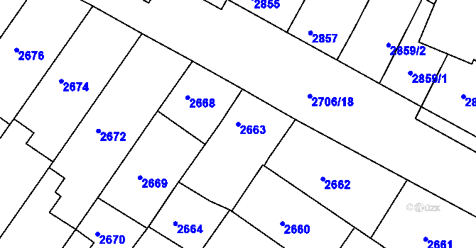 Parcela st. 2663 v KÚ Hluk, Katastrální mapa