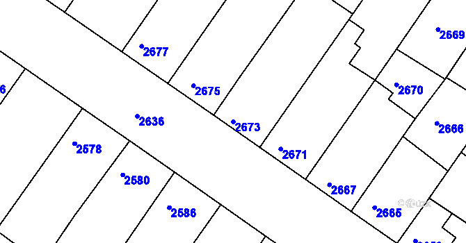 Parcela st. 2673 v KÚ Hluk, Katastrální mapa